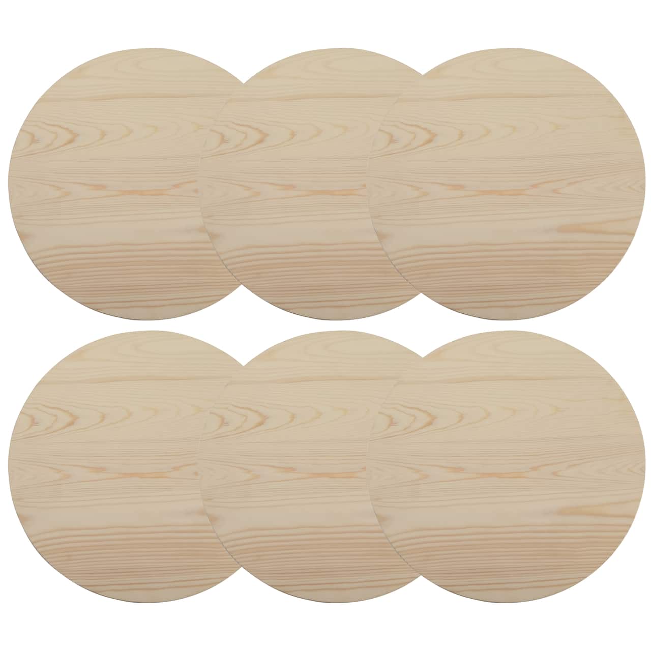 6 Pack: 15" Unfinished Wooden Circle Plaque by Make Market®